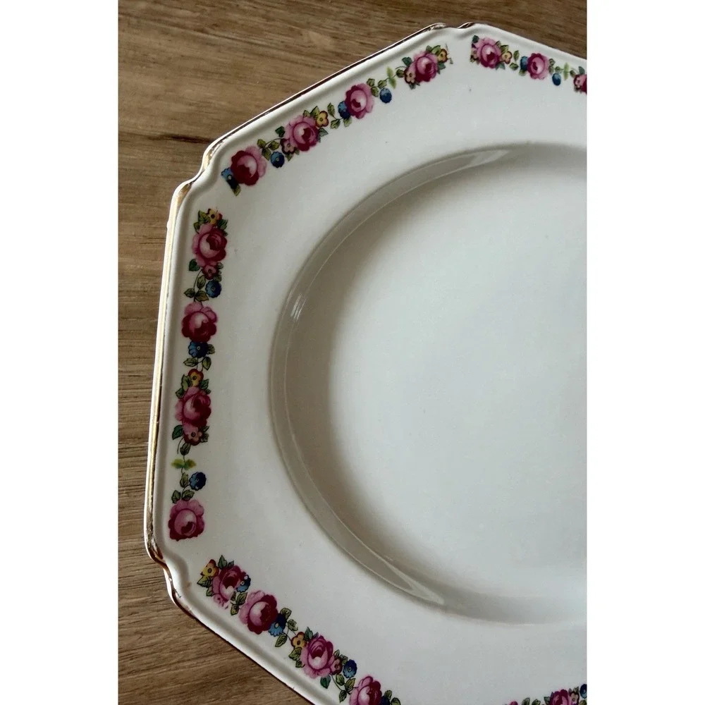 Wood &‎ Sons England Gilded-Edge Floral Serving Platter